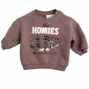 H&M Peanuts Snoopy Homies Sweatshirt 6M Baby Graphic Cozy Brown